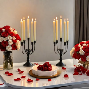 Candelabros LANJO de 5 Brazos, de Latón Vintage, Duraderos y Portátiles, Disponibles en 2 Tamaños, para Decoración de Bodas y Hogar - Product Image 1