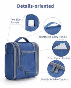 Sac de toilette de voyage bleu marine pour femmes et hommes, 6 compartiments organisateurs, sac de rangement pour maquillage - Product Image 4