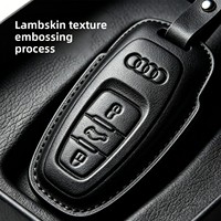 Housse de clé pour Audi avec porte-clés, compatible avec Audi A3 A4 A6 A7 A8 Q7 Q8 S3 TT R8 S6 RS6 RS7, étui de protection pour clés intelligentes en cuir