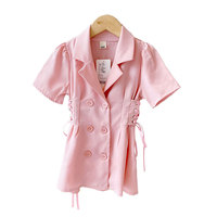 Robe pour filles d'été 2025, col en crochet, nouveau style coréen, mode enfantine, double boutonnage, manches bouffantes