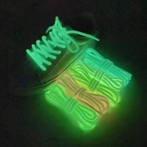 Cadarços luminosos redondos, brilha no escuro, cor noturna, fluorescente, cadarços de lona, esportes, para adultos, crianças, cadarços