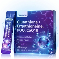 Boisson au glutathion liposomal avec PQQ et CoQ10 - Complément antioxydant végétalien sans OGM - 15 ml par sachet (30 sachets) - Usage adulte