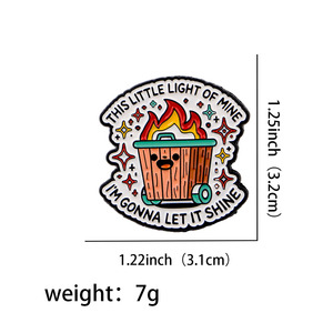 12 styles d'épingles en émail amusantes sur le thème de l'incendie de poubelle, broches de meme 'It's Fine', épingles de revers Kawaii en forme de poubelle enflammée pour sac à dos - Product Image 6