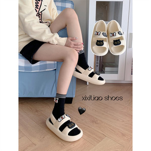 XIXITIAO femmes décontracté chat pantoufles <span class=keywords><strong>sandales</strong></span> et pantoufles plat plage dames mode 2022 été femmes pantoufle <span class=keywords><strong>sandales</strong></span> pour dames - Product Image 2