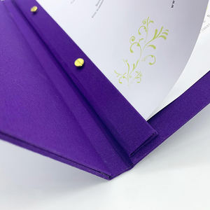 Porte-menu en cuir violet en gros avec reliure à vis, couverture de menu personnalisée pour restaurants et bars - Product Image 3