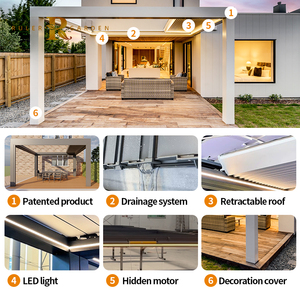 Auvent rétractable pour bâtiments <span class=keywords><strong>de</strong></span> jardin pergola motorisée pergolas extérieures pliables <span class=keywords><strong>de</strong></span> luxe système d'ombrage <span class=keywords><strong>de</strong></span> <span class=keywords><strong>toit</strong></span> électrique pour arrière-cour - Product Image 2