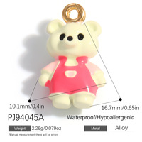 Pendentif YIMEILI&3D à effet goutte d'huile : Breloque en alliage en forme d'ours rose et de beignet, design sur le thème alimentaire, accessoires de bijoux DIY
