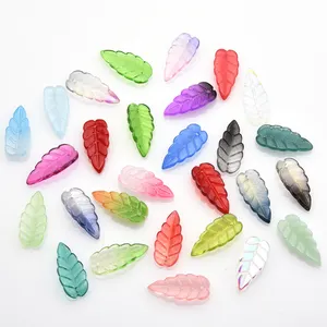 ZHB 10X23MM Lanceolate Leaf Crystal Pendants Loose Beads Dream Color Long Leaf Glass Beads For DIY Fashion Jewelry Making