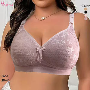 Sujetador de algodón fino transpirable de verano de alta calidad 665 # para mujeres <span class=keywords><strong>tetonas</strong></span> de gran tamaño sin cables correas ajustadas patrón sólido estilo Sexy - Product Image 1