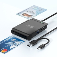 Lector de Tarjetas USB 2.0 Multifuncional, Lector de Tarjetas NFC IC ID SIM SD TF, Todo en Uno