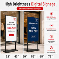 Écran d'affichage numérique autonome de 43 pouces, haute luminosité 3000 nits, écran LCD vertical sur pied