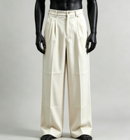 Pantalon en nylon imperméable personnalisé avec boutons, grande taille, coupe droite, blanc, anti-plis, pour hommes – Vente en gros