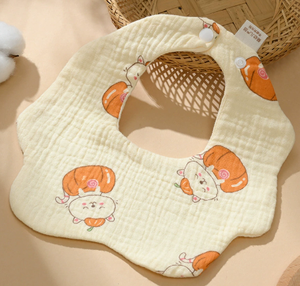 ผ้าเช็ดน้ำลายผ้าฝ้ายมัสลินแบบ100% มีกระดุมปิดแบบใช้แล้วทิ้งพิมพ์ลาย OEM สำหรับฟันงอกป้อนอาหารเด็ก - Product Image 1