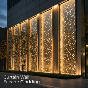 Façade en aluminium perforée de haute qualité, compatible avec le rétroéclairage, pour les hôtels et les centres commerciaux. - Product Image 1