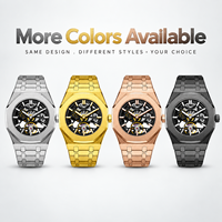 100 montres mécaniques squelette OEM en acier inoxydable pour hommes, cadran personnalisé, montre-bracelet automatique haut de gamme, verre minéral, lumineuses