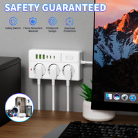 Multiprise électrique industrielle pour hôpitaux 10A à 3 prises avec ports USB Type-C, rallonge et interrupteur
