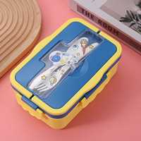Ensemble boîte à lunch et gourde, mignon, avec couvercle en plastique chauffable, 3 compartiments, durable, grande capacité, portable, facile à nettoyer, matériaux sûrs