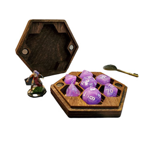 Custom Wood Dice Box Hot sale Hexagon Dice Tray Table Game Holder Storage Box