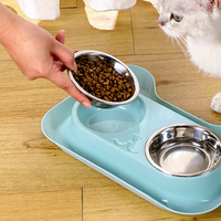 Bol à nourriture et à eau 2 en 1 automatique en plastique et acier inoxydable pour chat et chien, anti-fuite, design pliable, adapté aux voyages