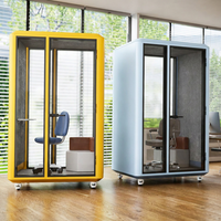 Cabine d'enregistrement portable insonorisée pour cours en ligne, idéale pour l'e-learning, les cours, les conférences vidéo et l'enregistrement.