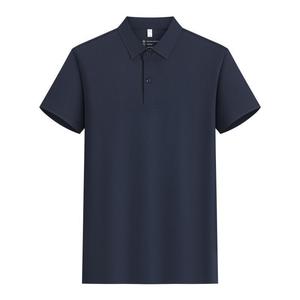 Polo Shirt Dark Blue Solid Color Polyester Short Sleeve Daily Wear - Product Image 1