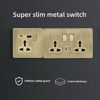 Interruptor de Pared de Acero Inoxidable Super Delgado 13AX 250V