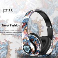 Casque sans fil P35 pour peinture, casque de jeu graffiti, casque stéréo supra-auriculaire, casque BT avec micro LED