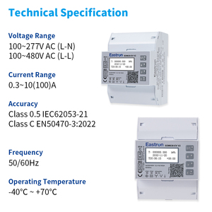 Compteur d'<span class=keywords><strong>énergie</strong></span> triphasé bidirectionnel Eastron SDM630-EV V2 MID homologué PTB, 100A, classe 0.5, rail DIN - Product Image 2