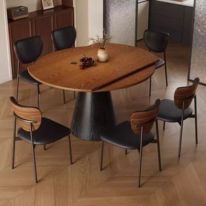 Extendable Solid Wood <b>Dining</b> <b>Table</b> Square To Round Convertible Multipurpose For <b>Dining</b> Room - Product Image 3