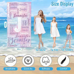 व्यक्तिगत कस्टम लोगो त्वरित सूखे बच्चे वयस्क पूल तौलिए मुद्रित रेत मुक्त माइक्रोफाइबर समुद्र तट तौलिया के नाम के साथ - Product Image 2