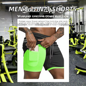 Men's 2 in 1 Running <b>Shorts</b> Quick Dry Breathable Gym Training <b>Shorts</b> with Zipper Pocket Mid Waist Sports <b>Shorts</b> - Product Image 2