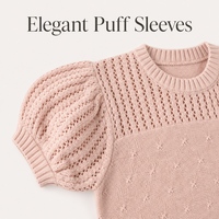 Barboteuse en coton haut de gamme pour nouveau-nés filles, combinaison tricotée à manches longues pour tout-petits, adorable body à manches bouffantes découpées, design ODM
