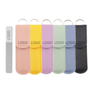 Custom Logo Professional Manicure Tools Kit Glass Crystal Nail File Shiner for Natural Nails Buffer Polisher With Pu Case