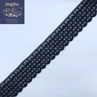 Ruban de dentelle en maille brodée de perles géométriques noires et blanches, soluble dans l'eau, de luxe, pour la décoration de robes et de vêtements