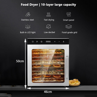 Déshydrateur alimentaire à double couche en acier inoxydable, 10 étages, 800W, déshydrateur alimentaire domestique, fruits, légumes, minuterie, machine de déshydratation
