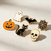Lot de Broches en Métal Émaillé Thème Halloween : Fantôme, Citrouille, Chauve-souris, Chapeau de Sorcière – Idéal pour Vêtements/Sacs à Dos, Cadeaux et Faveurs de Fête