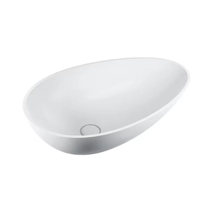 Lavabo de Superficie Sólida de Resina Acrílica Ovalado para Hotel, con Escurridor, Capacidad de 9L, Acabado Brillante, Moderno - Product Image 5