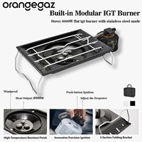 Prix d'usine, vente en gros, 1 unité, réchaud plat coupe-vent puissant avec hauteur réglable en aluminium, ensemble de réchaud de camping orangegaz