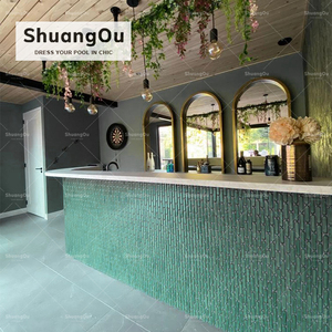 <span class=keywords><strong>Verde</strong></span> vert marbre pierre longue ovale mosaïque inde vert porcelaine carrelage décoration de la maison cuisine dosseret carreaux de céramique - Product Image 1