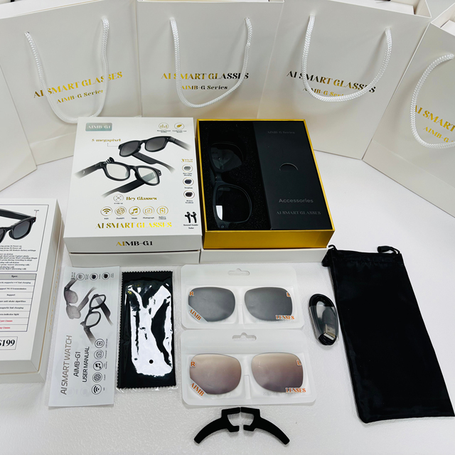 Smart Glasses with Camera 5MP Ultra-Wide Camera HD 1080P, Blue Light Blocking, Wi-Fi/BT AI Smart Glasses