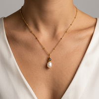 Colliers pendentifs DIY étanches, anti-ternissement, en acier inoxydable 316L plaqué or 18 carats, avec perles d'eau douce et chaîne satellite, idéal pour un cadeau