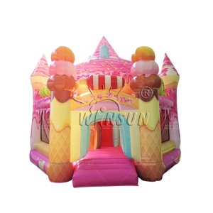 Haute qualité écologique PVC personnalisé Semi-fermé gonflable fête rebond maison château sautant crème glacée Combo 5*5*4m personnalisé - Product Image 1