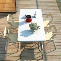 Table et chaises pliantes d'extérieur IUNNDS en plastique portable pour pique-nique, 6 pieds, 8 pieds, avec assemblage pour les fêtes