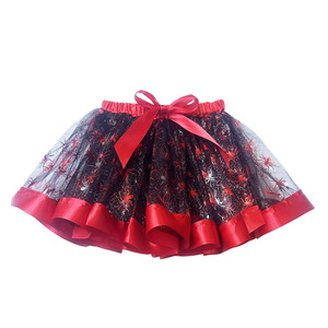 Falda Tutú de Gasa Estampada con Puntos de Araña y Murciélago para Niñas, Disfraz Infantil de Halloween, 25 Colores - Product Image 6