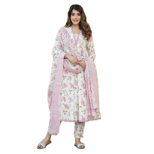 Salwar Kameez de Tela de Algodón Slub de la Marca India Boutique Nx con Dupatta para Mujer, Ropa Casual de Secado Rápido, Estilo Moderno para Verano - Product Image 1