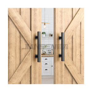 12 "vuông kéo và tuôn ra cửa xử lý thiết lập nhiệm vụ nặng nề sơn tĩnh điện màu đen trượt Barn Door xử lý phần cứng - Product Image 2