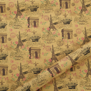 Papel de Regalo Reciclable Retro Kraft con Diseño de Periódico Vintage, Torre Eiffel y Bicicleta, para Envolver Regalos de Cumpleaños - Product Image 6