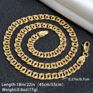 Collar de Cadena de Eslabones Chapado en Oro de 14K, Joyería de Moda Simple para Parejas, Venta al por Mayor, Unisex - Product Image 2