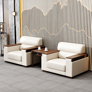 Sofá de oficina Zhong Biao de una plaza, cuero genuino JY-607D para salas de recepción y reuniones - Product Image 1