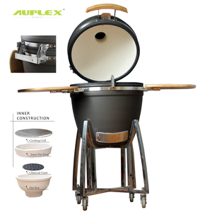 Auplex Griglia <span class=keywords><strong>BBQ</strong></span> Kamado a Carbone in Ceramica e <span class=keywords><strong>Ghisa</strong></span> Premium di Lusso, 21 Pollici, Altezza Regolabile, con Carrello, Antiaderente, per Giardino - Product Image 4